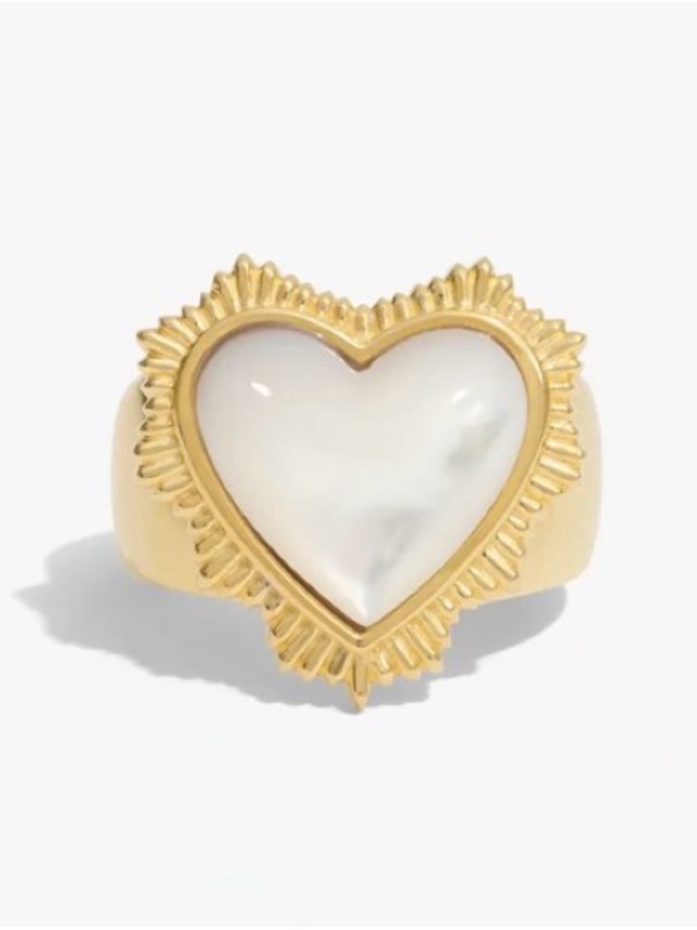 Awe Inspired Mother of Pearl Radiant Heart Ring | 14K Gold Vermeil Size 7 - Picture 2 of 3